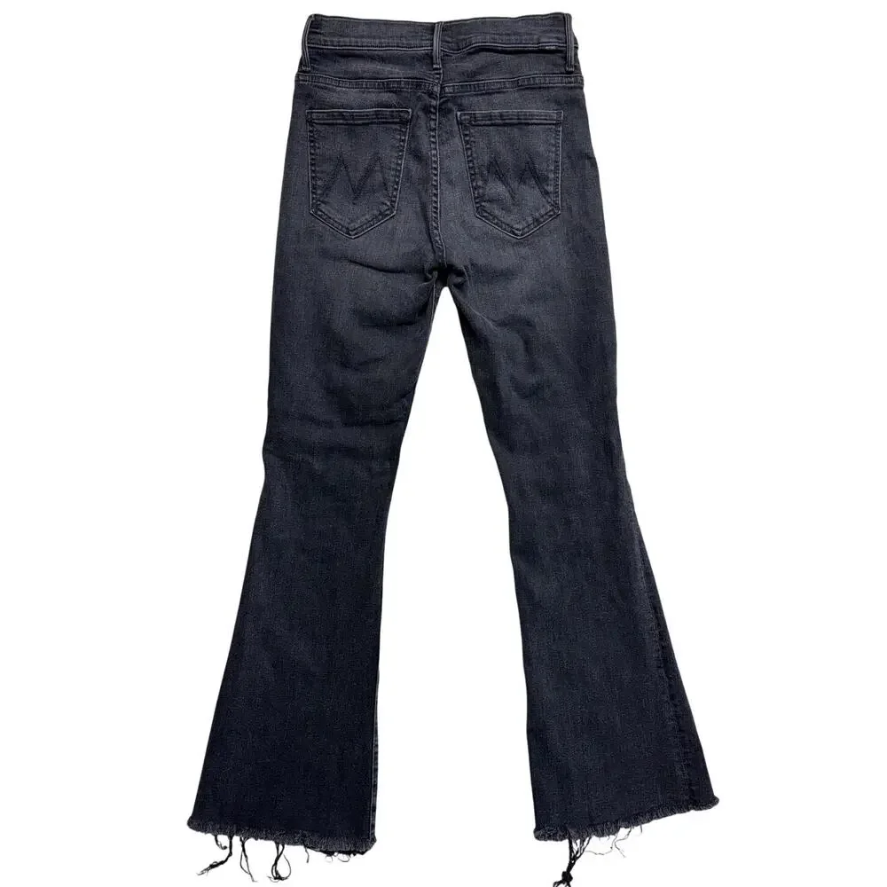 Mother Womens Jeans 26 Black The Weekender Fray Flared Night Shadow Wash Denim